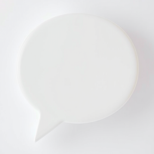 Generate a high-quality image of a blank speech bubble with a glossy finish, captured using a DSLR camera with a 50mm lens at f/2.8 aperture, 1/100s shutter speed, ISO 100, shot from a 45-degree angle in a well-lit environment.