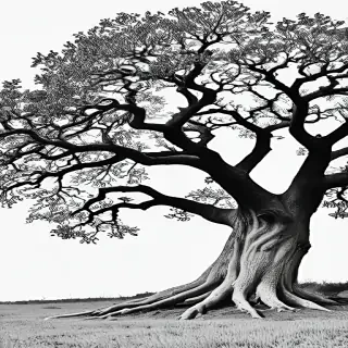 oak tree clipart black and white