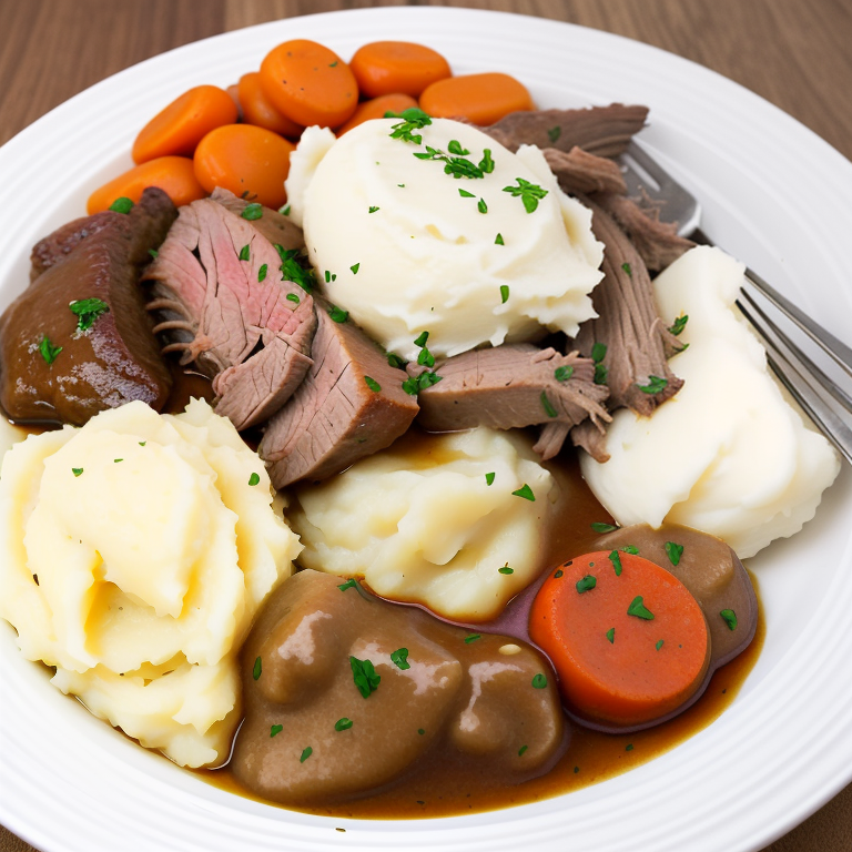 pot roast and mashed potatoes