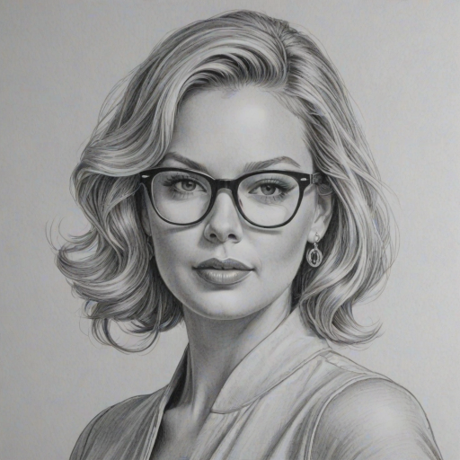 Bewitching Katherine Heigl, pencil sketch, portrait of Ravishing woman 1966s in glasses, hair style beatnik, outline, clear lines, fine lines, 8k