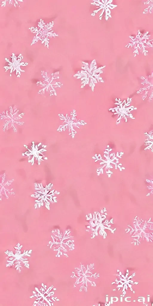 Delicate White Snowflakes Gently Scattered on a Soft Pink Background.