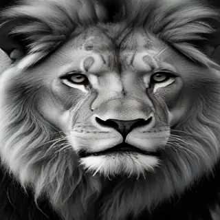 lion black and white