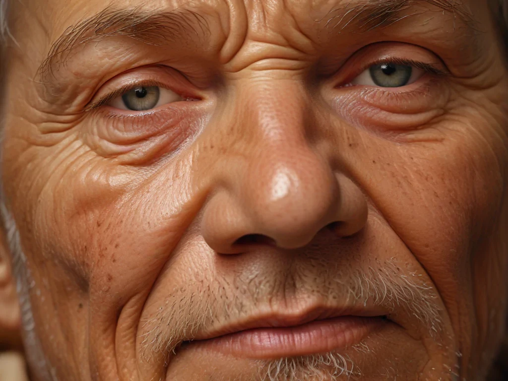 Close-Up Portrait of an Elderly Man Reflecting Wisdom and Experience