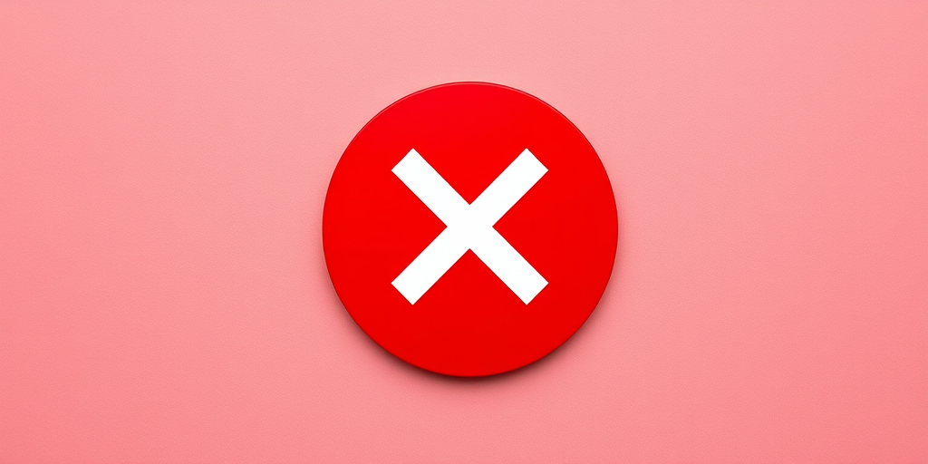 Create a vibrant red circular icon with a white bold letter X in the center, using a DSLR camera with a 50mm lens, f/1.8 aperture, ISO 100, and a shallow depth of field for enhanced clarity and detail, shot from a top-down view for a striking perspective.