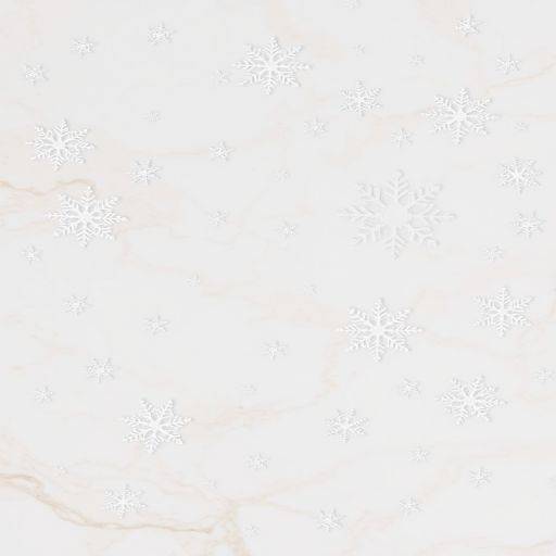 Create a winter themed background featuring a marble texture with soft white and light beige colors and overlay delicate snowflakes in various sizes and designs scattered throughout the image.