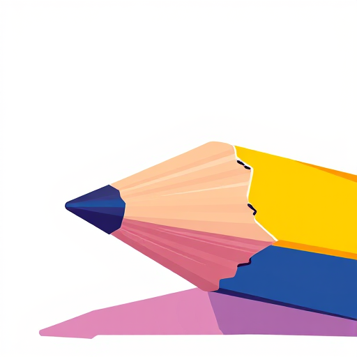 a simple illustration of a pencil, vibrant colors, high contrast, shallow depth of field, macro lens, f/2.8 aperture, ISO 100, soft lighting, clean background