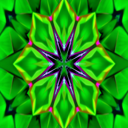 Generate a vibrant abstract green geometric pattern with triangular shapes, captured using a DSLR camera at f/8, ISO 100, 1/125s, with a macro lens, in a soft focus style.