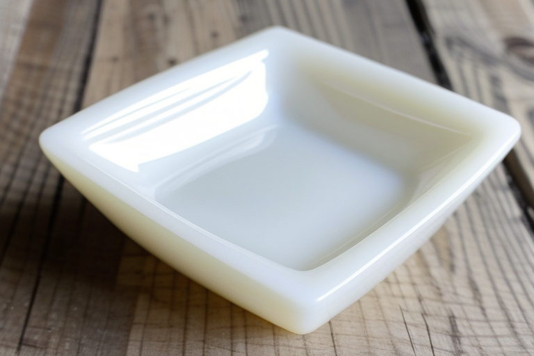 milk glass square candy dish