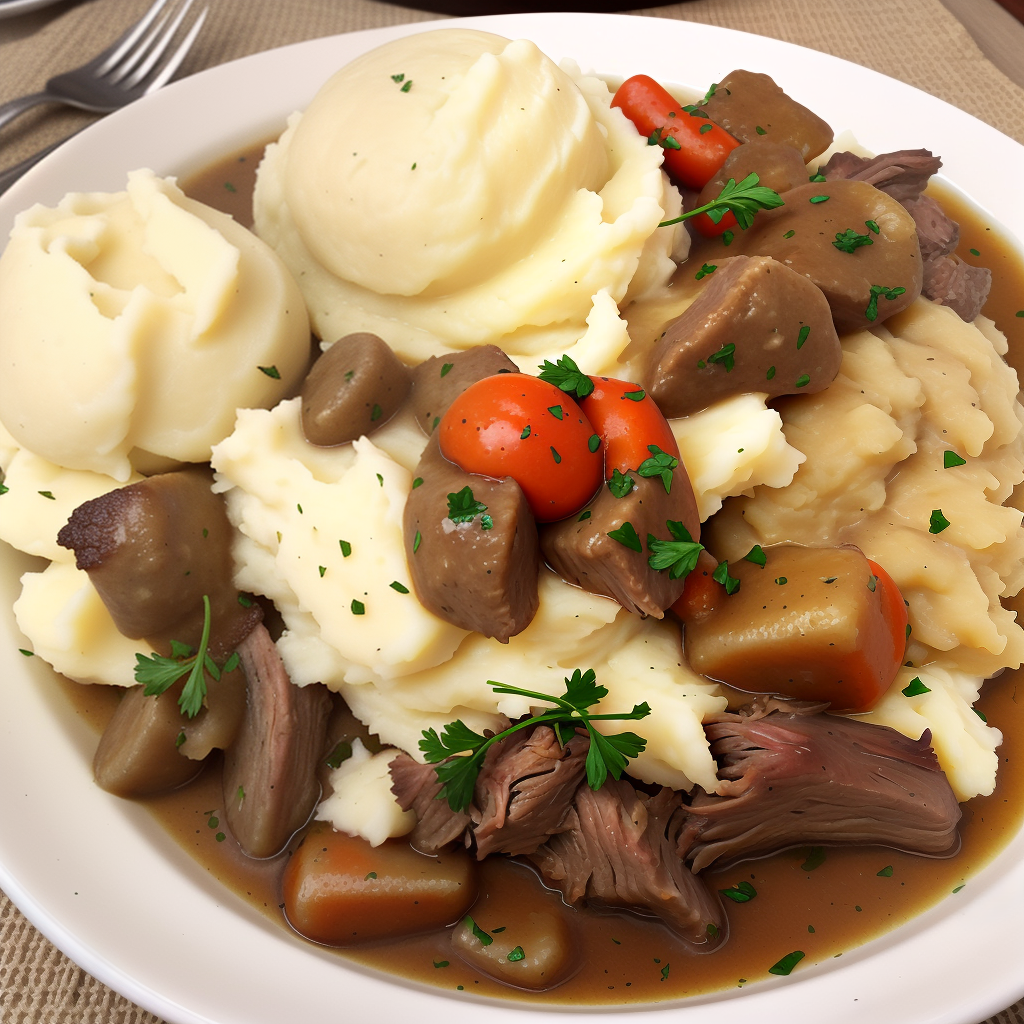 pot roast and mashed potatoes