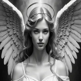 black and white angel drawings