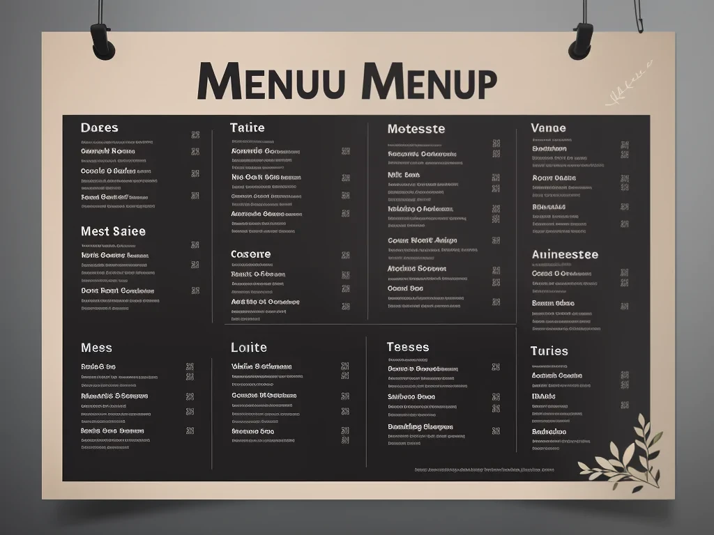 menu mockup