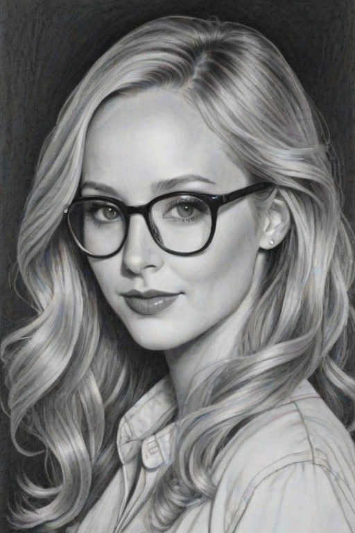 Wonderful Candice Accola, pencil sketch, portrait of Fetching woman 1943s in glasses, hair style beatnik, outline, clear lines, fine lines, 8k