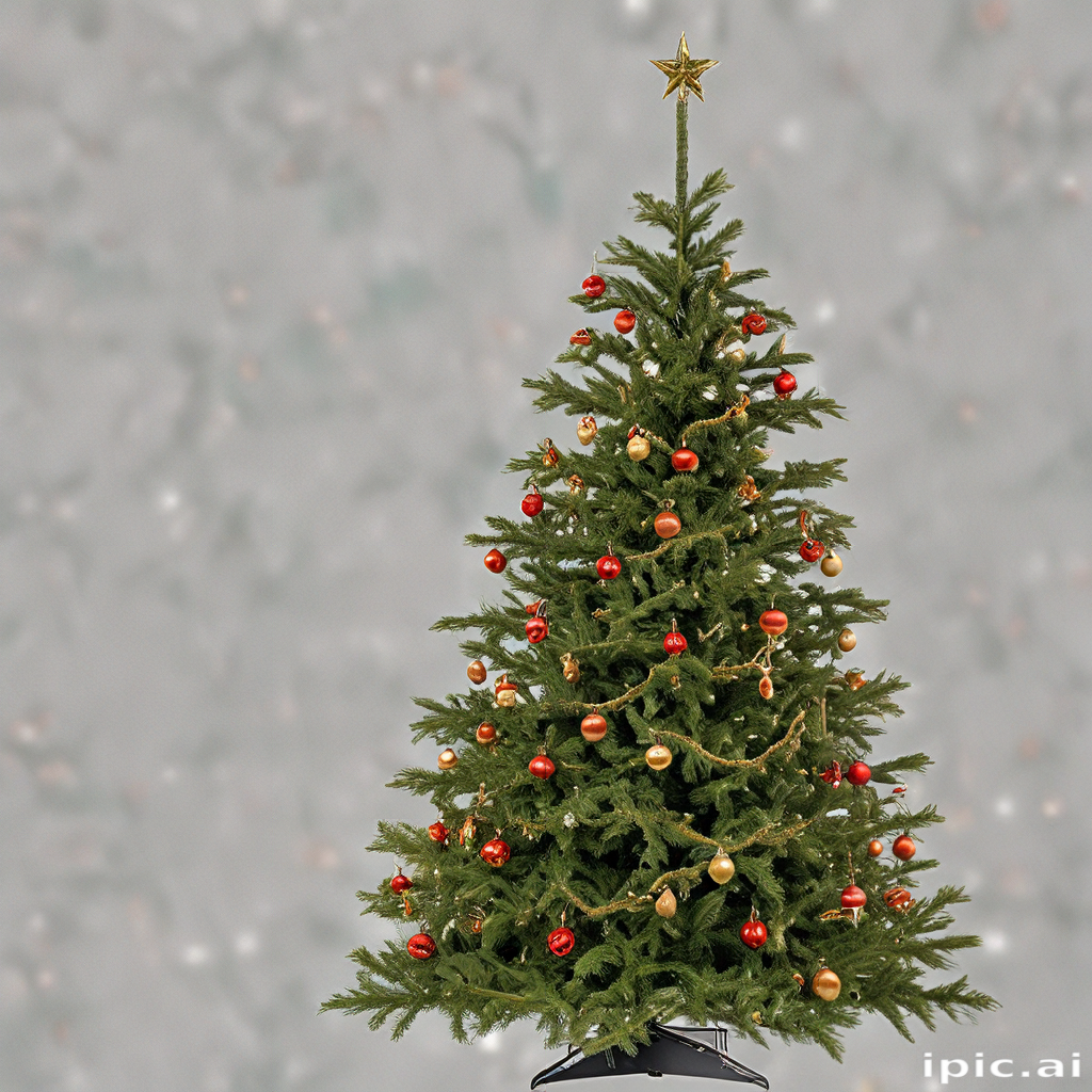 Beautifully Decorated Christmas Tree with Ornaments and Star on Top