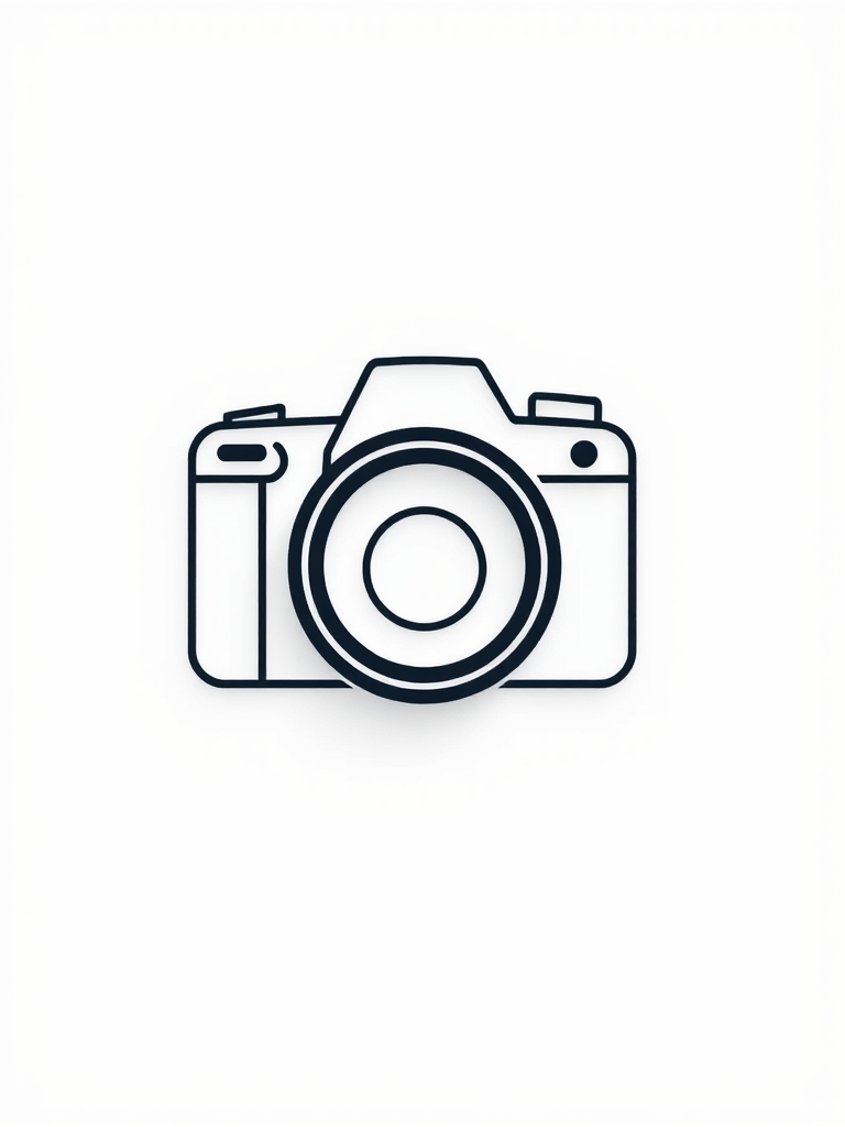 Create a high-resolution vector graphic of a camera aperture icon with a minimalistic design set against a white background, using a DSLR camera style, aperture setting of f/2.8, ISO 100, shutter speed 1/250s, taken from a top-down view with soft lighting for enhanced detail and contrast.