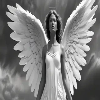 black and white angel