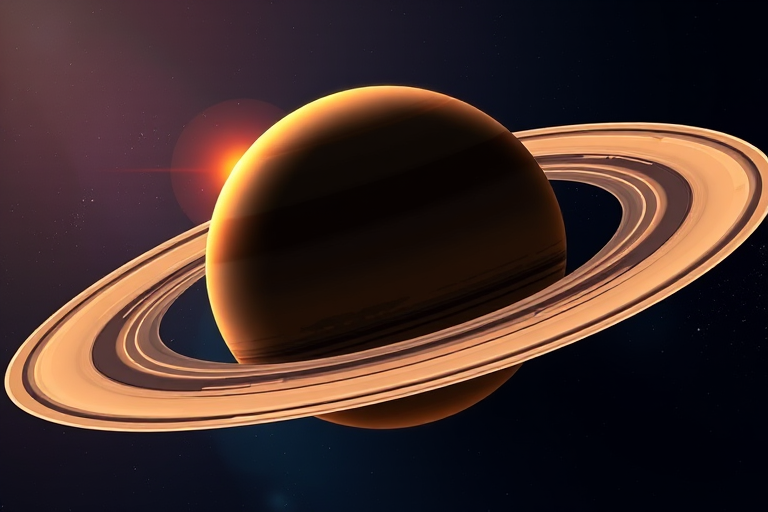 Create a highly detailed illustration of Saturn with visible bands and rings, using a digital drawing style, simulated using a DSLR camera with a 50mm lens at f/8, 1/250s shutter speed, and ISO 100, in a vibrant color palette.