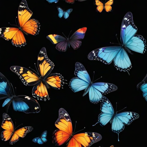 butterflies in black background