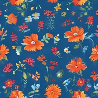 blue background with flowers