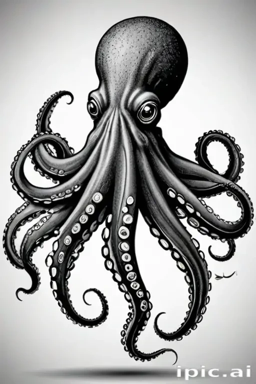 octopus clipart black and white