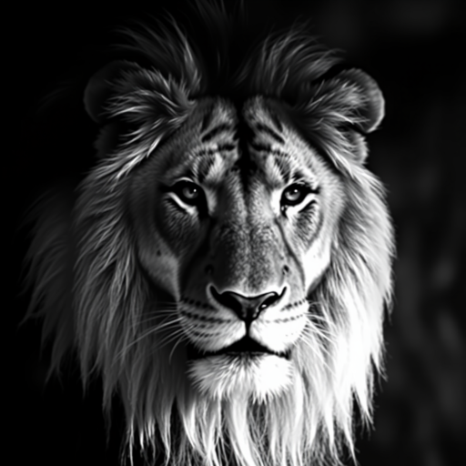 lion black and white