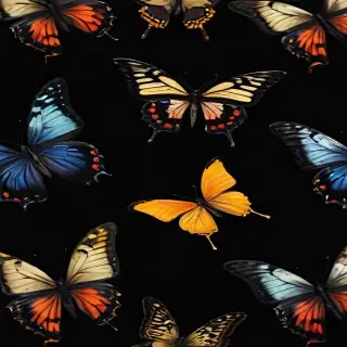 butterflies in black background