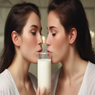 lesbians drinking milk
