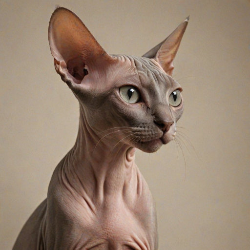 A graceful, photorealistic raw photograph of a beautiful sphinx cat  doing cat things
