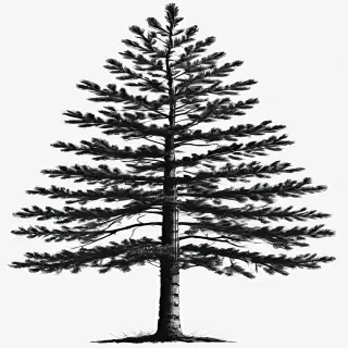 pine tree clipart black and white