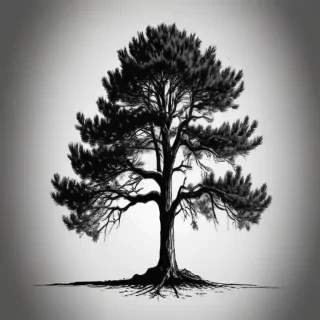 black and white pine tree clip art
