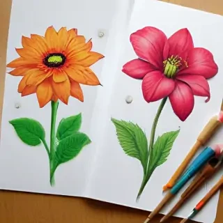 colored drawings of flowers