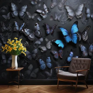 black wallpaper butterfly