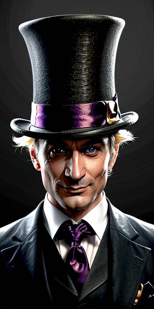 A Mysterious Gentleman in a Tall Black Hat with Striking Features