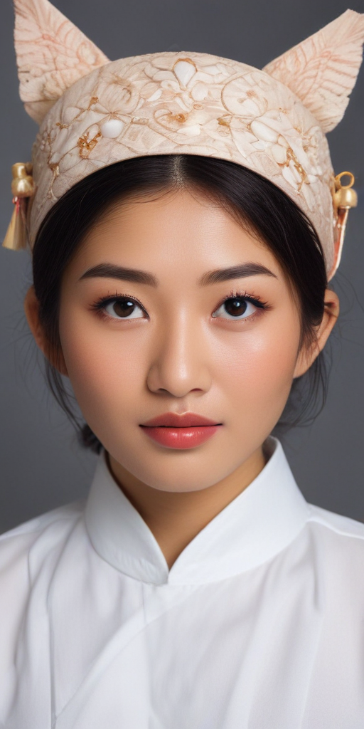 Elegant Portrait of a Young Woman in Traditional Attire with Unique ...