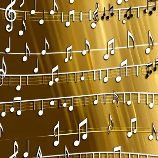 gold music notes