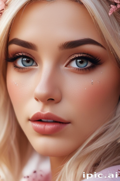 Enchanting Close-Up Portrait of a Young Woman with Striking Blue Eyes