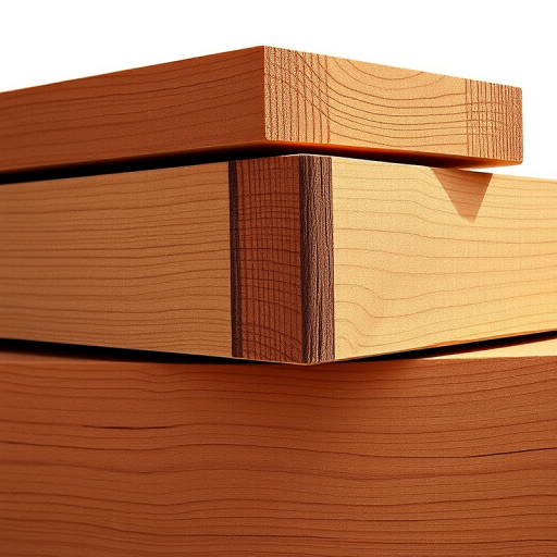 Create a high-resolution illustration of three wooden planks stacked, using a wide-angle lens, f/8 aperture, 1/125 shutter speed, and soft natural lighting, from a slightly elevated perspective to enhance depth and texture.