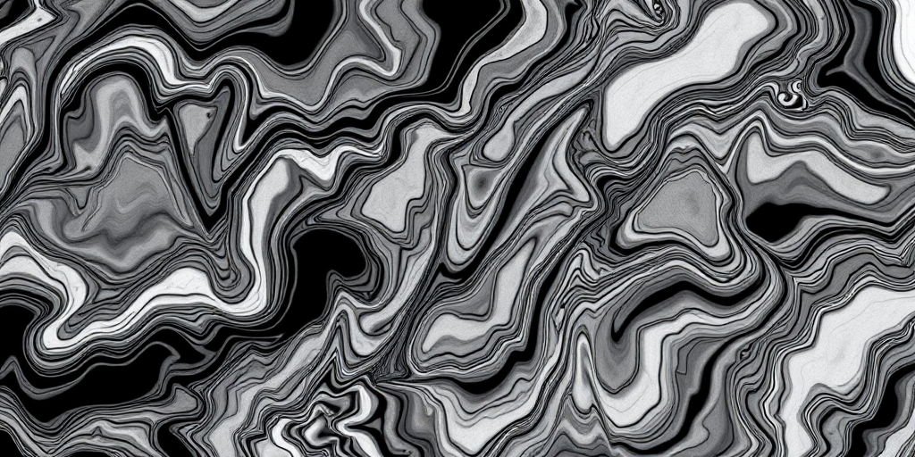 Create a high-resolution abstract image featuring intricate black and white patterns resembling liquid textures with subtle gradients and organic shapes, captured with a DSLR camera, using a 50mm lens, f/1.8 aperture, ISO 100, 1/125 sec shutter speed, in a macro view to enhance detail and clarity.