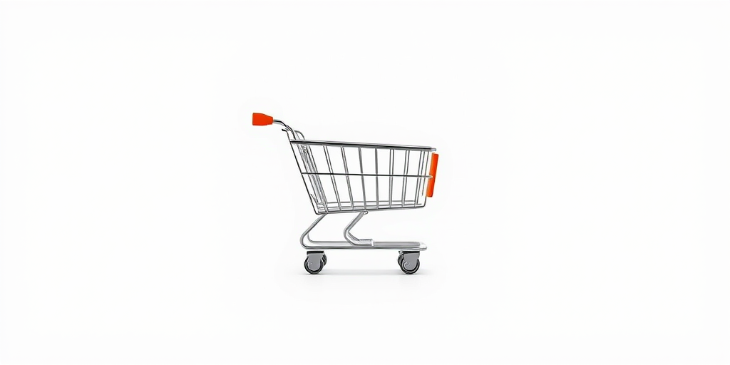 generate a high-quality minimalist illustration of a shopping cart icon with a modern design, using a Canon EOS R5, aperture f/4, shutter speed 1/100s, ISO 100, focused on a clean white background with soft lighting to enhance the cart's contours and shadows.