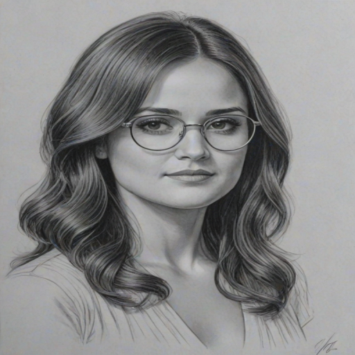 Wonderful Danica McKellar, pencil sketch, portrait of Gorgeous woman 1927s in glasses, hair style beatnik, outline, clear lines, fine lines, 8k