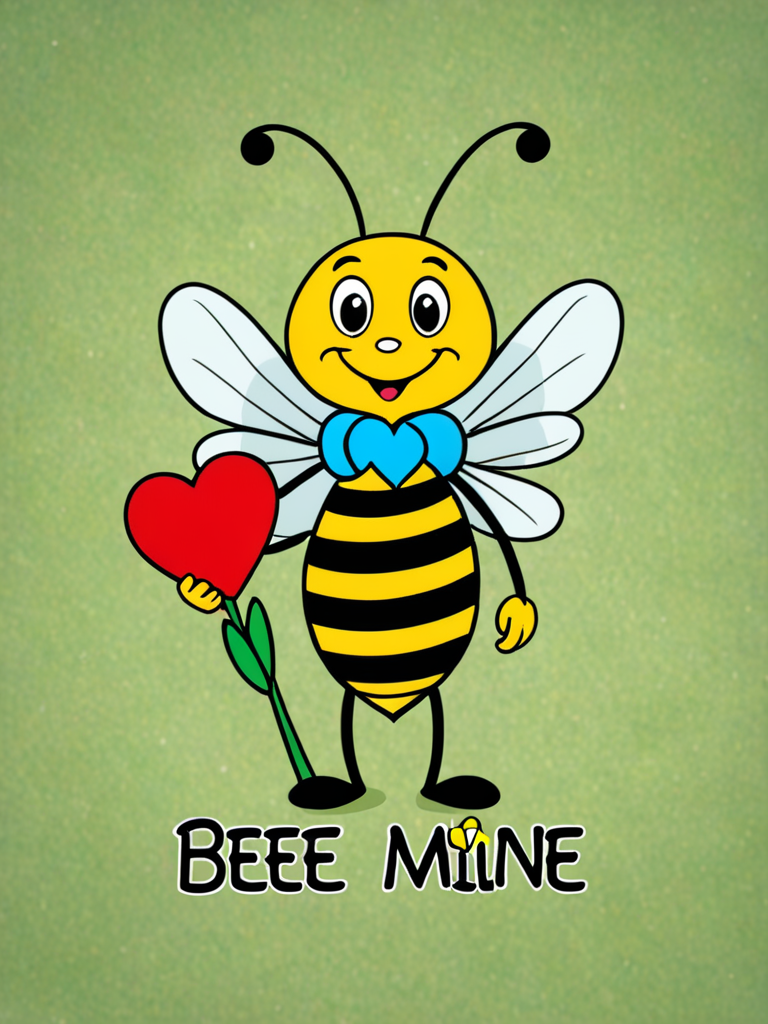 Bee with heart character cartoon Stock Vector