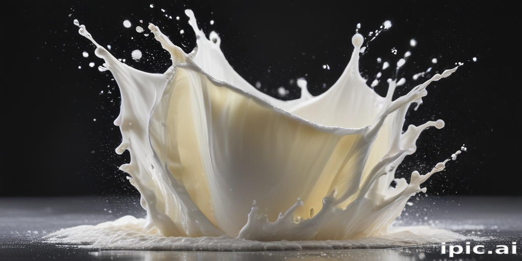 Dynamic Splash of Milk Creating an Artistic Wave in Dark Background