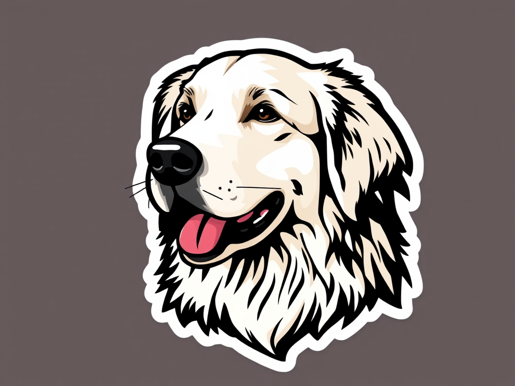 generate sticker, 3D black and white golden retriever, black background