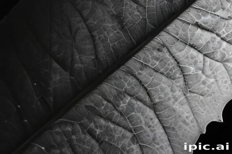leaf in black and white