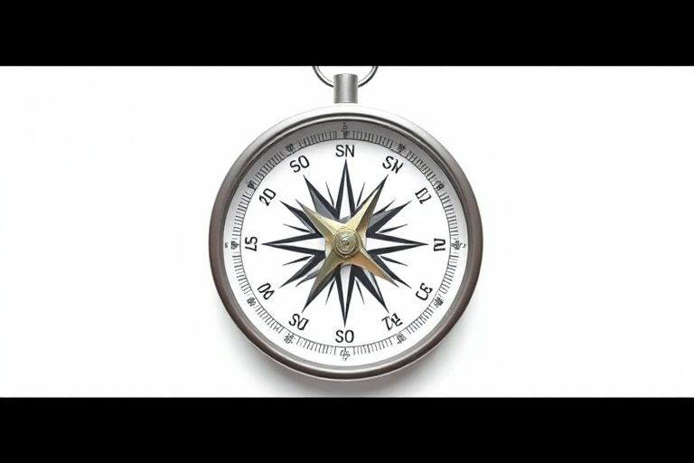 Create a high-resolution vector image of a compass, with a clean, minimalist design against a white background, using a DSLR camera, 50mm lens, f/2.8 aperture, ISO 100, and soft natural lighting to enhance details and clarity.