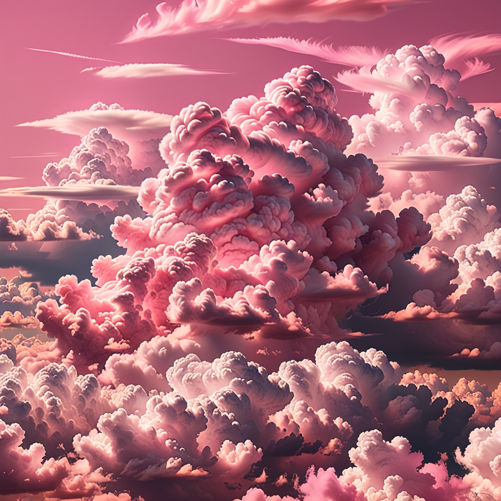 A Serene Sunset Sky Filled with Lush, Cotton Candy Clouds and Hues.
