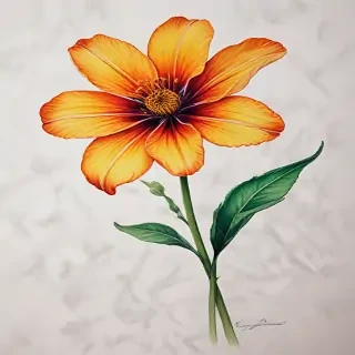 flower drawing with color