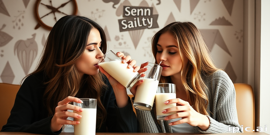 lesbians drinking milk