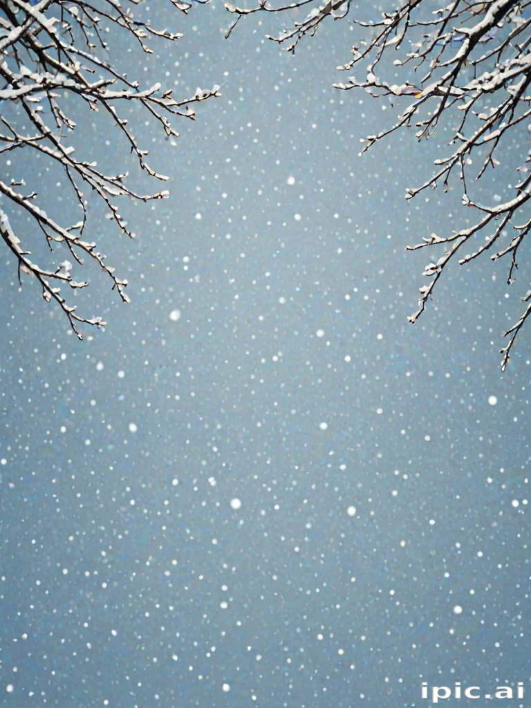 Delicate Snowflakes Fall Gently Against a Soft Blue Winter Sky