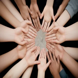 hands reaching out