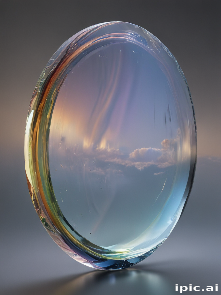 Crystal Sphere Reflecting a Beautiful Sky with Colorful Clouds and Light